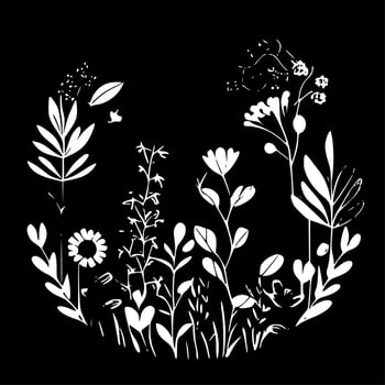 Floral Background, Black and White Vector illustration