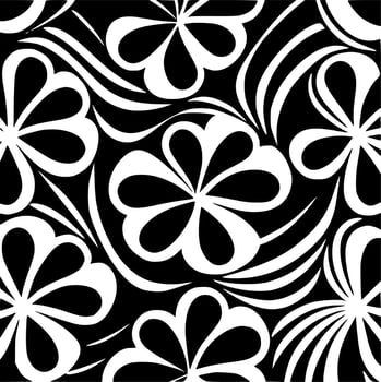 Flower Pattern - Black and White Isolated Icon - Vector illustration