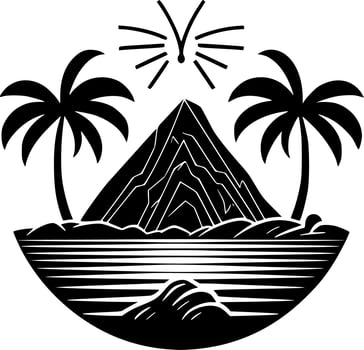 Hawaii, Black and White Vector illustration