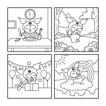 Cute Bunny Coloring Pages for Kids vector