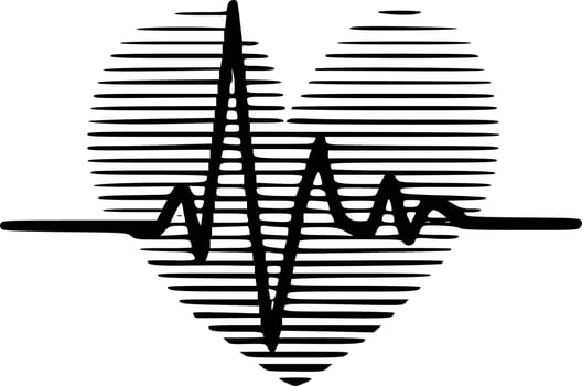Heartbeat, Black and White Vector illustration