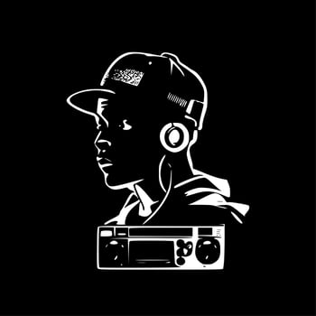 Hip Hop, Black and White Vector illustration
