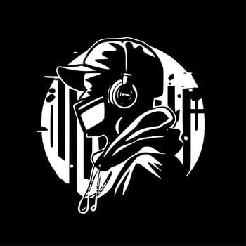 Hip Hop - Black and White Isolated Icon - Vector illustration