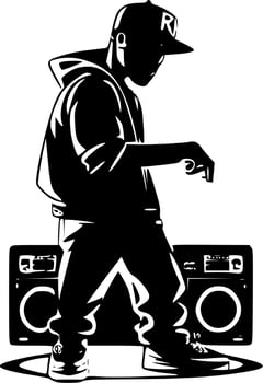 Hip Hop, Black and White Vector illustration