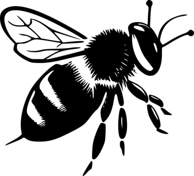 Honeybee - Black and White Isolated Icon - Vector illustration
