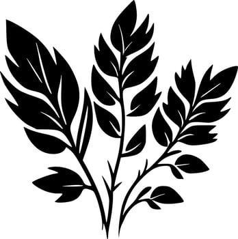 Leaves - Black and White Isolated Icon - Vector illustration