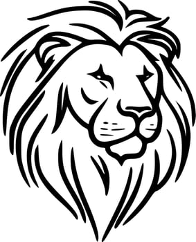 Lion, Black and White Vector illustration