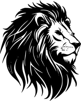 Lion, Black and White Vector illustration