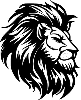 Lion, Black and White Vector illustration
