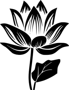 Lotus Flower, Black and White Vector illustration