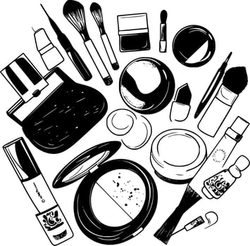 Makeup - Black and White Isolated Icon - Vector illustration