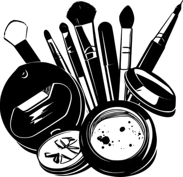 Makeup - Black and White Isolated Icon - Vector illustration