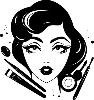 Makeup - Black and White Isolated Icon - Vector illustration