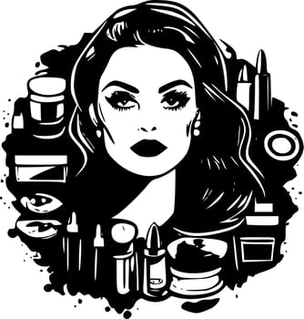 Makeup - Black and White Isolated Icon - Vector illustration