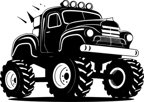 Monster Truck, Minimalist and Simple Silhouette - Vector illustration