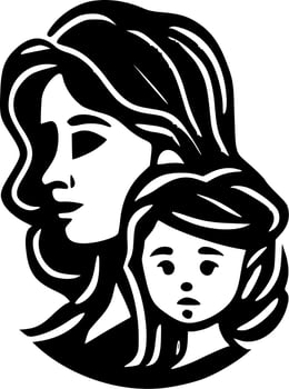 Mother - Black and White Isolated Icon - Vector illustration