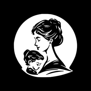 Mother, Black and White Vector illustration