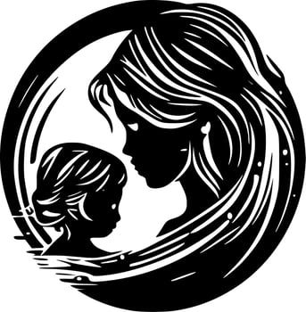 Mother - Black and White Isolated Icon - Vector illustration