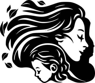 Mother, Black and White Vector illustration