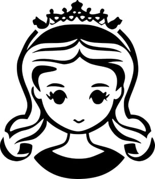 Princess - Black and White Isolated Icon - Vector illustration