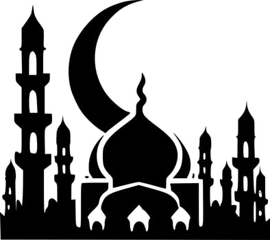 Ramadan - Black and White Isolated Icon - Vector illustration