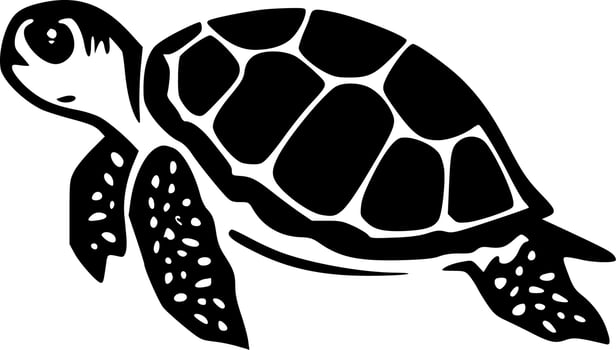 Turtle, Black and White Vector illustration
