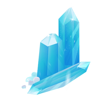 Crystal Stone Set. Healing Transparent Healing Quartz. Blue Gradient Transparent Bright Gemstone. The Magic Gem png