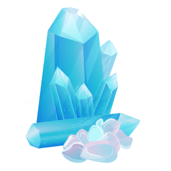 Crystal Stone Set. Healing Transparent Healing Quartz. Blue Gradient Transparent Bright Gemstone. The Magic Gem png