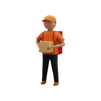 3D Render Of Faceless Delivery Boy Holding Parcel On White Background. png
