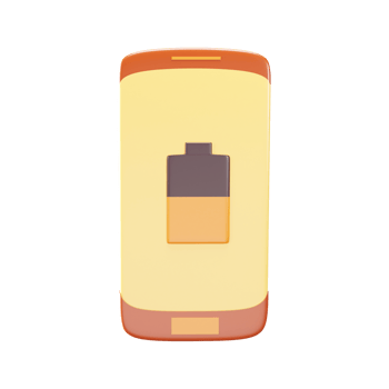 Mobile Battery Charging Phone 3D Icon In Orange Color. png