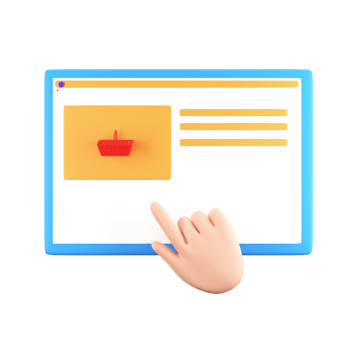3D Illustration Of Hand Click Shopping Basket For Online Shopping Website Display Element. png
