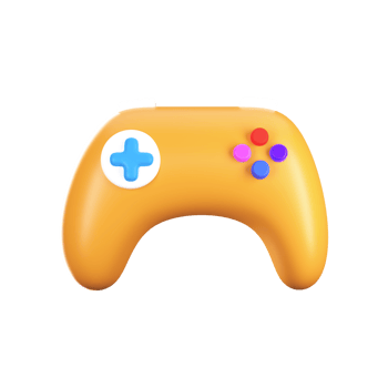 3D Illustration Of Yellow Video Game Pad Element. png