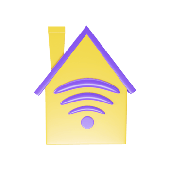 Yellow And Purple Wifi Home 3D Icon. png