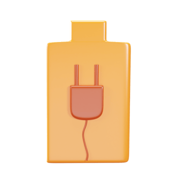 3D Style Battery Charging Plug Icon In Orangne Color. png