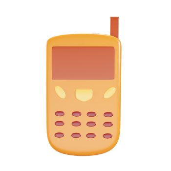 3D Old Antenna Phone Orange Icon In Orange Color. png