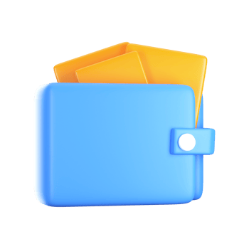 Yellow And Blue Illustration Of Wallet 3D Element. png