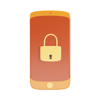 3D Style Lock Phone Icon In Yellow And Orange Color. png