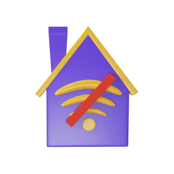 Purple And Yellow Disconnect Home Icon In 3D Style. png
