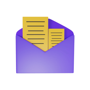 Open Envelope 3D Icon In Yellow And Purple Color. png