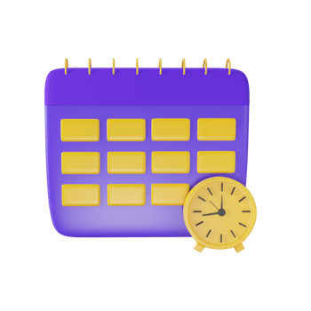 Yellow And Purple Calendar And Clock 3D Icon. png