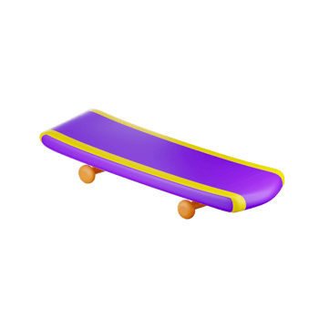 Yellow And Purple Illustration of Skating Board 3D Icon. png