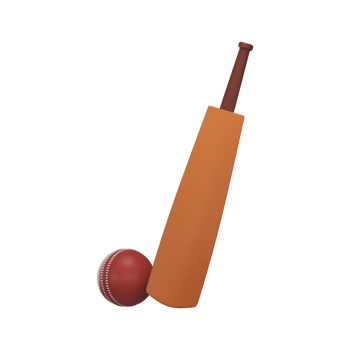3D Style Cricket Bat And Ball Icon In Brown Color. png