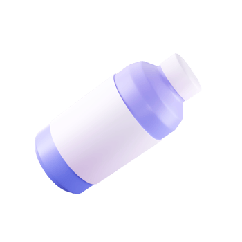 Purple And White Illustration of Supplement Bottle 3D Icon. png