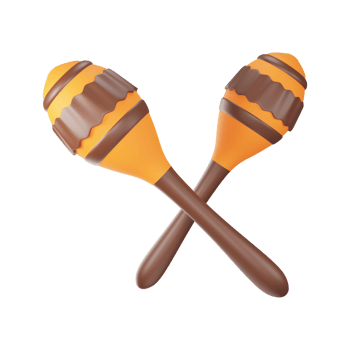 Brown And Orange Illustration of Maracas Cross 3D Render Icon. png