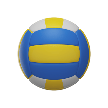 Top View of Volleyball 3D Render Icon In Blue And Yellow Color. png