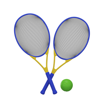 Blue And Yellow Illustration of Tennis Racket 3D Icon. png