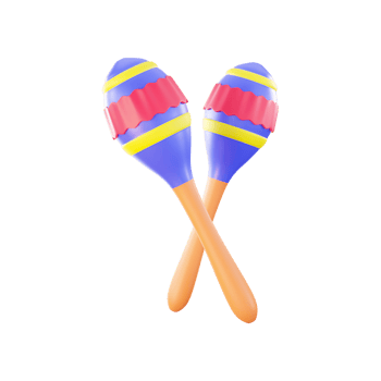 3D Render of Colorful Maracas On White Background. png