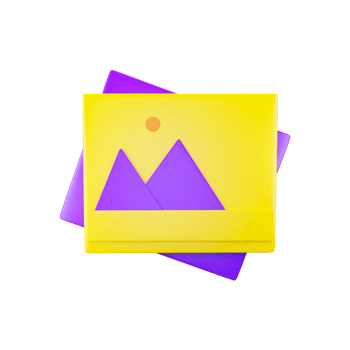 3D Render of Gallery Icon In Yellow And Purple Color. png