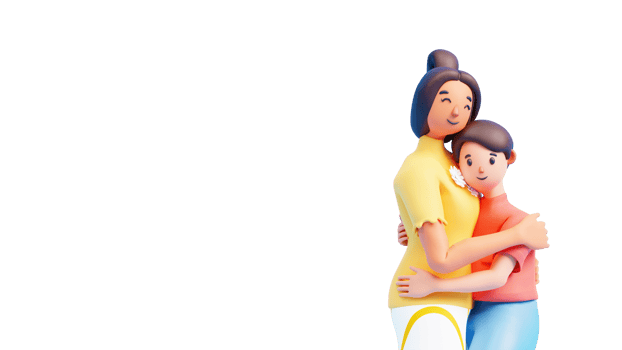 3D Young Woman Hugging Her Son png