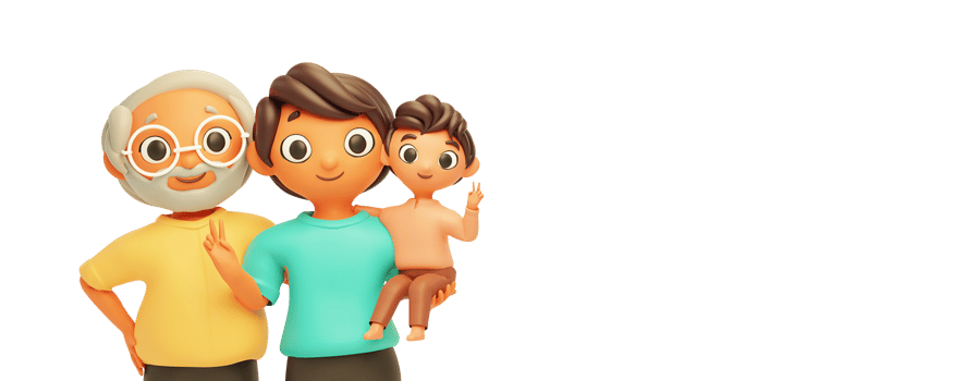 3D Man Holding Son In His Arms And Father. png